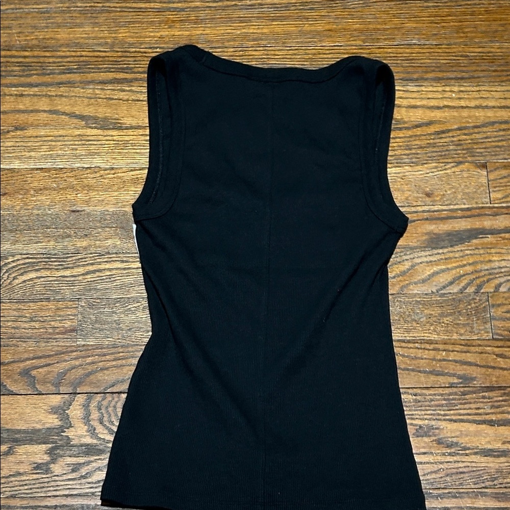 Black Ribbed Tank Top - Picture 3 of 4